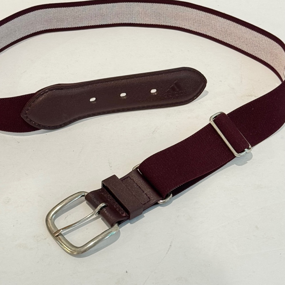 Adidas Baseball Softball Belt Kids Maroon Burgundy Adjustable Elastic Athletic - Picture 3 of 8